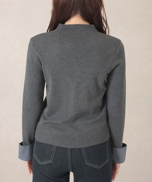 Lace Ladies（レースレディース）の「2WAY クルーネック 袖付き フェイクレイヤード トップス（ニット/セーター・レディース・ネイビー/グレー・FREE）」の13枚目の写真