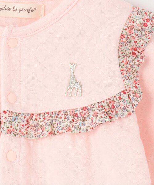 Sophie la girafe（ソフィーラジラフ）の「小花柄カバーオール【日本製】（ロンパース・キッズ・ピンク/オフホワイト・80ｃｍ/70cm）」の3枚目の写真