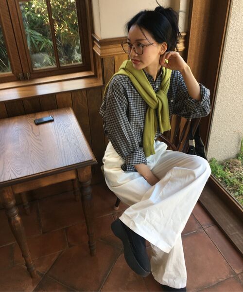 VANONE ATELIER(バノンアトリエ)の「A3513 リンクルチェックシャツ_ミッドナイトブラック(シャツ/ブラウス・レディース・ブラック・FREE)」の4枚目の写真