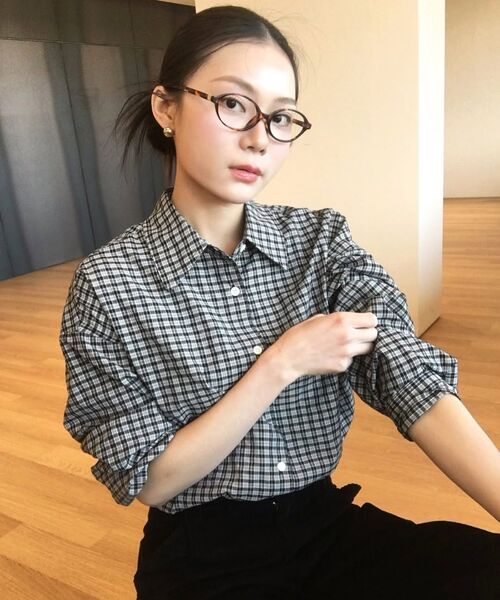 VANONE ATELIER(バノンアトリエ)の「A3513 リンクルチェックシャツ_ミッドナイトブラック(シャツ/ブラウス・レディース・ブラック・FREE)」の5枚目の写真
