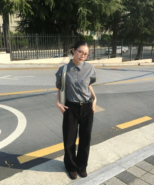 VANONE ATELIER(バノンアトリエ)の「A3513 リンクルチェックシャツ_ミッドナイトブラック(シャツ/ブラウス・レディース・ブラック・FREE)」の6枚目の写真