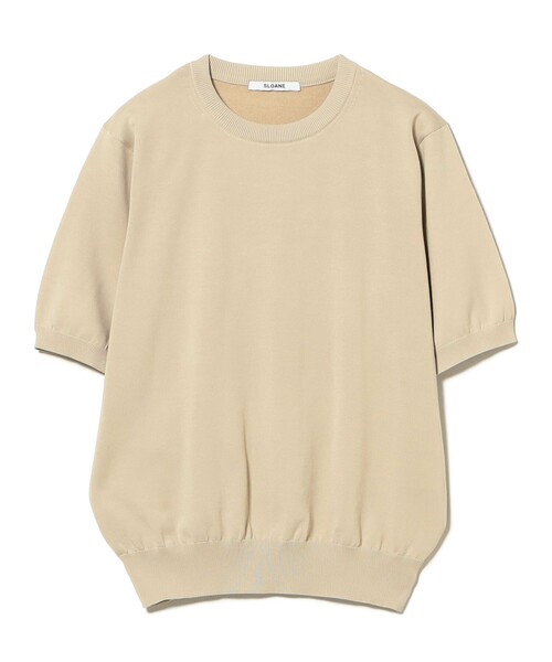 SLOANE(スローン)の「SLOANE / 18ゲージ 天竺 クルーネック ショートスリーブ ニット(ニット/セーター・レディース・ベージュ/ホワイト・2)」の2枚目の写真