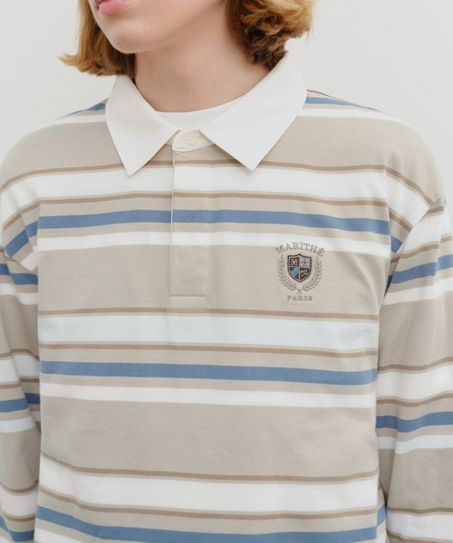 MARITHE + FRANCOIS GIRBAUD(マリテフランソワジルボー)の「STRIPE COLLAR LONG SLEEVE(Tシャツ/カットソー・レディース・Beige/バーガンディー・SMALL/MEDIUM/LARGE)」の11枚目の写真