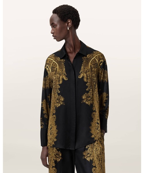 ALLSAINTS(オールセインツ)の「BERINE SATIN SHIRT | BERINE サテン シャツ(シャツ/ブラウス・レディース・ブラック系その他・10/8/6/4)」の1枚目の写真