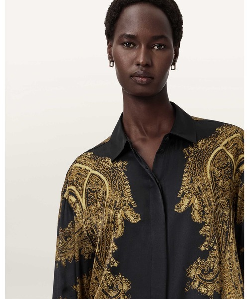 ALLSAINTS(オールセインツ)の「BERINE SATIN SHIRT | BERINE サテン シャツ(シャツ/ブラウス・レディース・ブラック系その他・10/8/6/4)」の3枚目の写真
