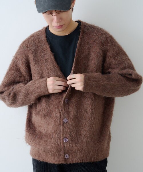 WHIMSIC（ウィムジック）の「【WHIMSIC/2サイズ展開/新色追加】シャギーニットカーディガン（カーディガン/ボレロ・レディース・グレー/ブラック/ブラウン/イエロー/キャメル・1/2）」の3枚目の写真