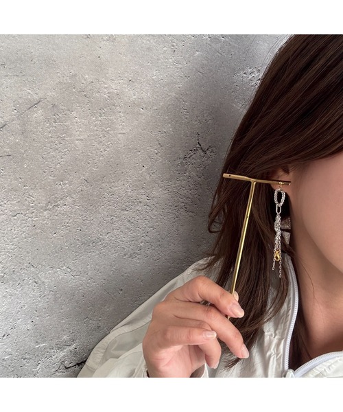 tone(トーン)の「【musk】ゴールド×シルバーのシンプルピアス(MA)(ピアス(両耳用)・レディース・シルバー・FREE)」の11枚目の写真