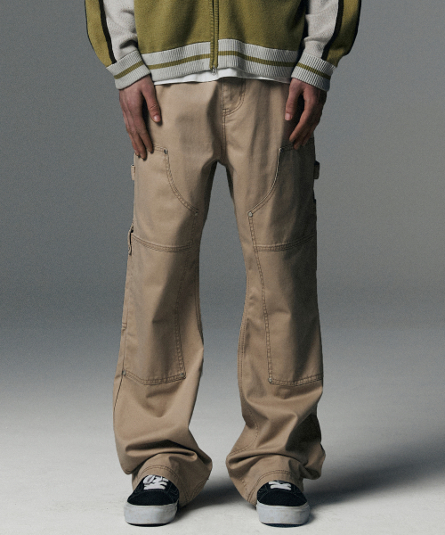 NOT4NERD(ノットフォーナード)の「Double Knee Carpenter Flare Fit Cotton Pants - Beige(その他パンツ・レディース・その他・LARGE/X-LARGE/MEDIUM)」の1枚目の写真