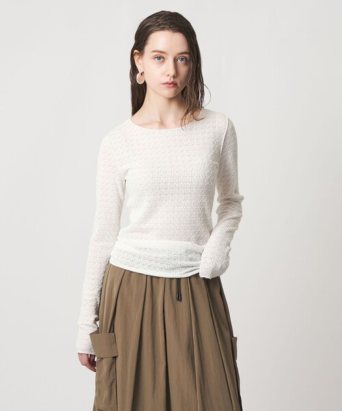 ASTRAET（アストラット）の「＜ASTRAET＞レース クルーネックカットソー（Tシャツ/カットソー・レディース・ブラック/ホワイト・FREE）」の2枚目の写真