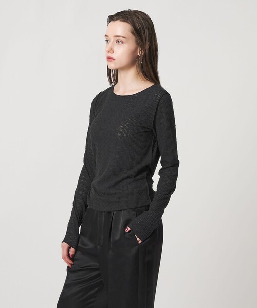 ASTRAET（アストラット）の「＜ASTRAET＞レース クルーネックカットソー（Tシャツ/カットソー・レディース・ブラック/ホワイト・FREE）」の7枚目の写真