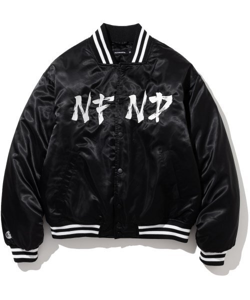 NOT4NERD(ノットフォーナード)の「NFND Logo Nylon Varsity Jacket - Black(スタジャン・レディース・その他・X-LARGE/LARGE/MEDIUM)」の1枚目の写真
