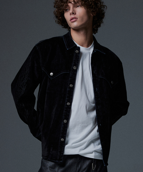 NOT4NERD(ノットフォーナード)の「N4ND Offshoot Velvet Like Denim Shirt - Black(シャツ/ブラウス・レディース・その他・MEDIUM/LARGE/X-LARGE)」の1枚目の写真