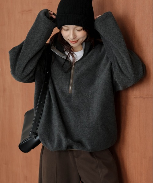 セール】ハーフジップ フリースプルオーバー（パーカー）｜AMELY