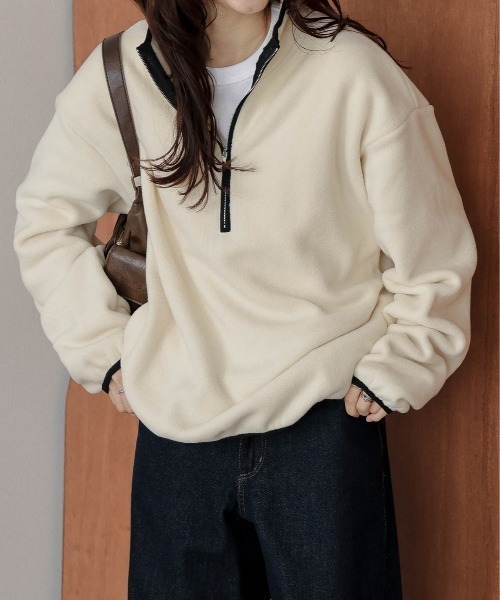 セール】ハーフジップ フリースプルオーバー（パーカー）｜AMELY