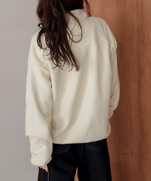 AMELY(エミリー)の「ハーフジップ フリースプルオーバー(パーカー・レディース・チャコール/ブラウン/ブラック/アイボリー・フリー)」の9枚目の写真