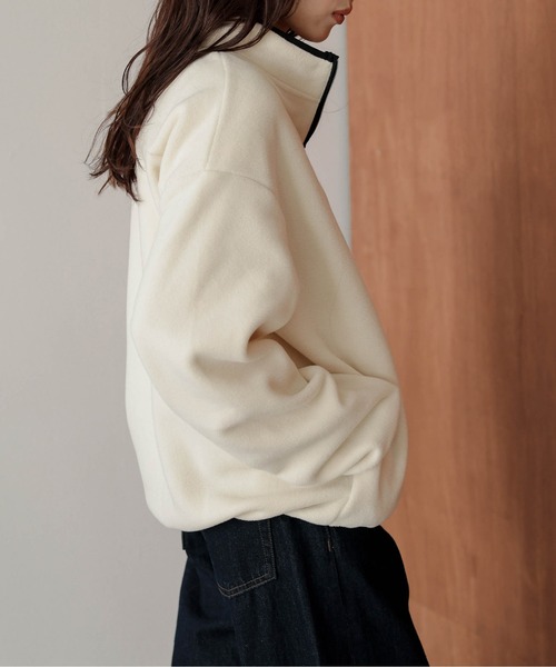 AMELY(エミリー)の「ハーフジップ フリースプルオーバー(パーカー・レディース・チャコール/ブラウン/ブラック/アイボリー・フリー)」の10枚目の写真