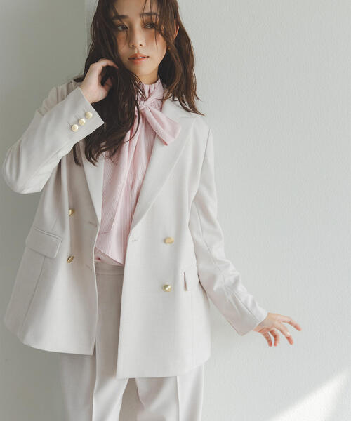 NATURAL BEAUTY BASIC（ナチュラルビューティーベーシック）の「◇ダブルブレスト SETUP ボクシージャケット（テーラードジャケット・レディース・ベージュ系その他/ネイビー/ピンク系その他/オフホワイト・MEDIUM/SMALL）」の18枚目の写真
