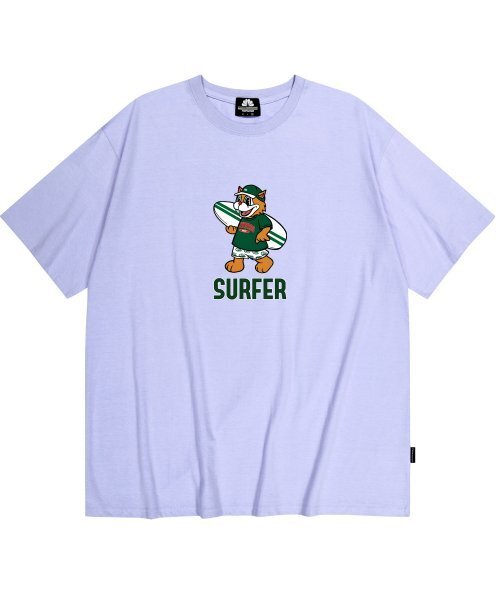 TRIPSHION(トリップション)の「グリーンサーファーキャットグラフィックTシャツ - パープル(Tシャツ/カットソー・メンズ・その他・LARGE/MEDIUM/X-LARGE)」の1枚目の写真