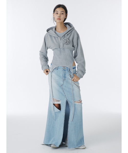 WHOLE PAPER(ホールペーパー)の「デミジロングデニムスカート(ブルー)(スカート・レディース・スカイブルー・SMALL/MEDIUM)」の4枚目の写真