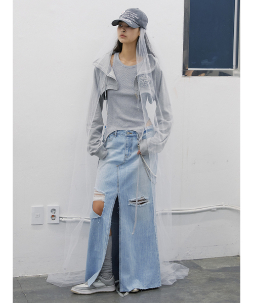 WHOLE PAPER(ホールペーパー)の「デミジロングデニムスカート(ブルー)(スカート・レディース・スカイブルー・SMALL/MEDIUM)」の5枚目の写真