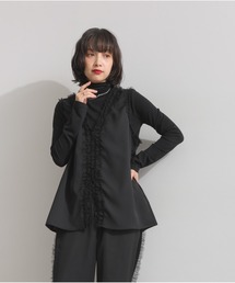OandI（オーアンドアイ）の「フリルヘ゛ストフ゜ルオーハ゛ー/チャコール（シャツ/ブラウス）」