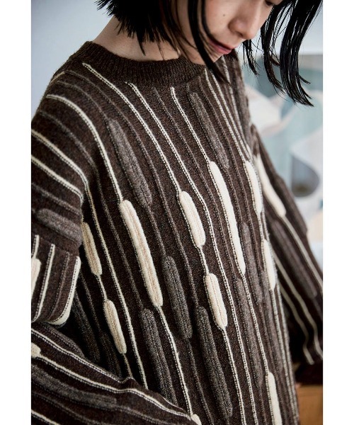 Sunny clouds（サニークラウズ）の「サニークラウズ　ガマの穂セーター〈レディース〉（ニット/セーター・レディース・ブラウン系その他・LL/L/M/MP）」の5枚目の写真