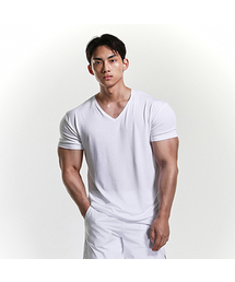RVD（アールブイディー）の「テンセルモーダルワイドVネックマッスルフィット半袖Tシャツ（ホワイト）（Tシャツ/カットソー）」