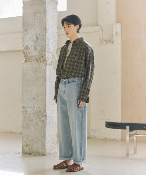 NONBLANK（ノンブランク）の「[夏]クリンクルリネンチェックシャツ_KHAKI（シャツ/ブラウス・メンズ・カーキ・MEDIUM/LARGE/X-LARGE）」の12枚目の写真