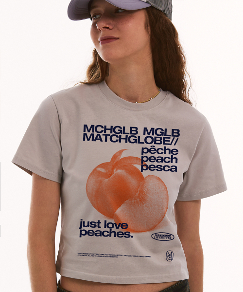 MATCHGLOBE(マッチグローブ)の「ピーチクロップTシャツ(ベージュ)(Tシャツ/カットソー・レディース・その他・FREE)」の3枚目の写真