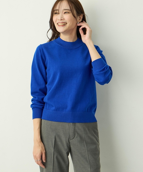 A/C DESIGN BY ALPHA CUBIC(エーシーデザインバイアルファキュービック)の「ベーシックニットプルオーバー(ニット/セーター・レディース・ピンク/ライトグレー/ブルー/ブラック・M/L)」の4枚目の写真