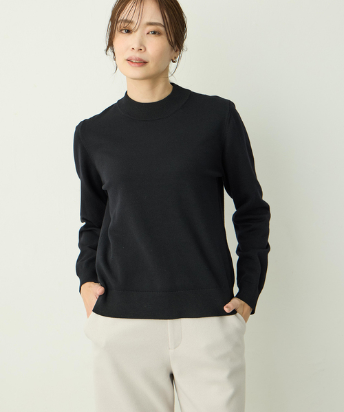 A/C DESIGN BY ALPHA CUBIC(エーシーデザインバイアルファキュービック)の「ベーシックニットプルオーバー(ニット/セーター・レディース・ピンク/ライトグレー/ブルー/ブラック・M/L)」の2枚目の写真