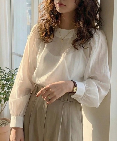 cammie（キャミー）の「ボリュームスリーブブラウス（シャツ/ブラウス・レディース・ホワイト/ブラック/グレー・M/L）」の5枚目の写真