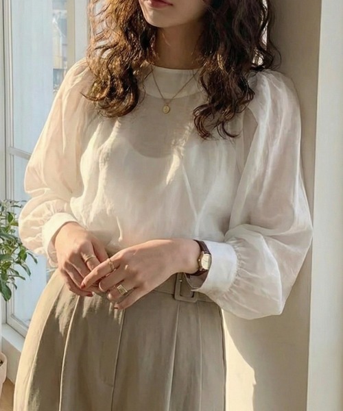 cammie（キャミー）の「ボリュームスリーブブラウス（シャツ/ブラウス・レディース・ホワイト/ブラック/グレー・M/L）」の6枚目の写真