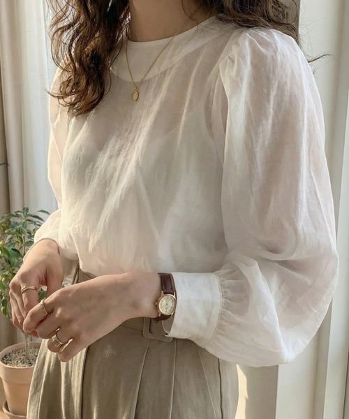 cammie（キャミー）の「ボリュームスリーブブラウス（シャツ/ブラウス・レディース・ホワイト/ブラック/グレー・M/L）」の7枚目の写真