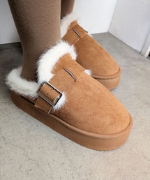 histoire（イストワール）の「厚底もこもこファー ボア ムートン ブーツ スリッポン ルームシューズ（ブーツ）」