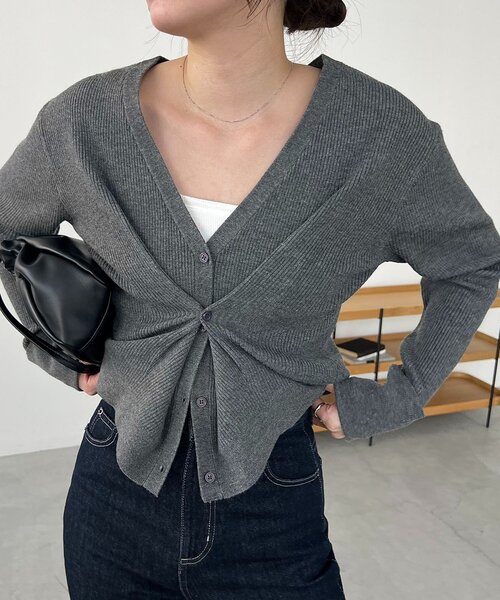 CAPRICIEUX LE'MAGE（カプリシューレマージュ）の「ウエストマークニット（ニット/セーター・レディース・グレー/ブラック/ライトベージュ・FREE）」の5枚目の写真