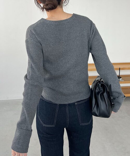 CAPRICIEUX LE'MAGE（カプリシューレマージュ）の「ウエストマークニット（ニット/セーター・レディース・グレー/ブラック/ライトベージュ・FREE）」の6枚目の写真