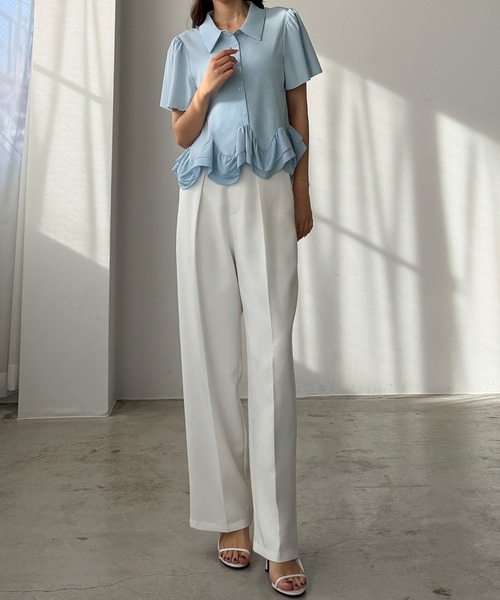 Louere(ルエレ)の「裾フリルブラウス(シャツ/ブラウス・レディース・ブルー/ブラック/ホワイト・SMALL/MEDIUM/LARGE/X-LARGE)」の13枚目の写真