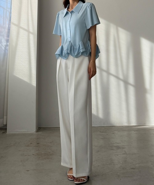 Louere(ルエレ)の「裾フリルブラウス(シャツ/ブラウス・レディース・ブルー/ブラック/ホワイト・SMALL/MEDIUM/LARGE/X-LARGE)」の16枚目の写真