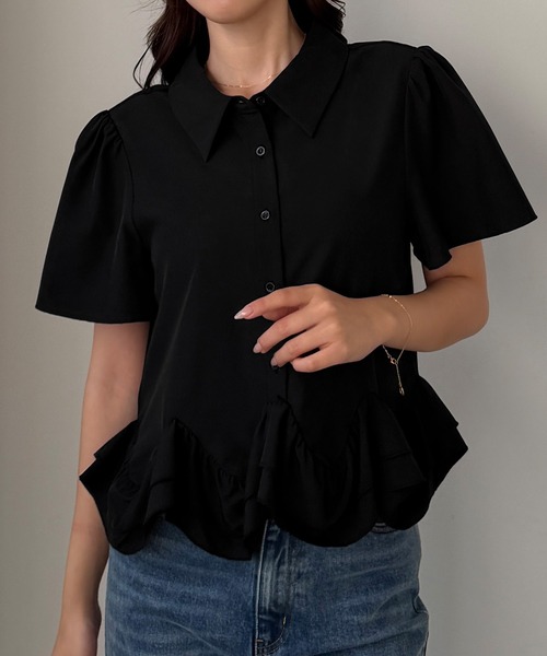 Louere(ルエレ)の「裾フリルブラウス(シャツ/ブラウス・レディース・ブルー/ブラック/ホワイト・SMALL/MEDIUM/LARGE/X-LARGE)」の17枚目の写真