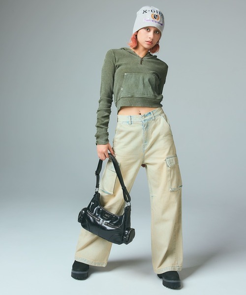 X-girl(エックスガール)の「COLLEGE LOGO JACQUARD BEANIE(ニットキャップ/ビーニー・レディース・ブラック/オリーブ/グレー・ONE SIZE)」の7枚目の写真