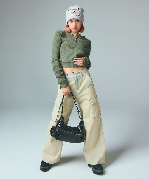 X-girl(エックスガール)の「COLLEGE LOGO JACQUARD BEANIE(ニットキャップ/ビーニー・レディース・ブラック/オリーブ/グレー・ONE SIZE)」の8枚目の写真