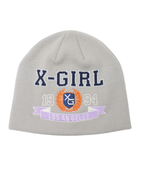 X-girl(エックスガール)の「COLLEGE LOGO JACQUARD BEANIE(ニットキャップ/ビーニー・レディース・ブラック/オリーブ/グレー・ONE SIZE)」の9枚目の写真