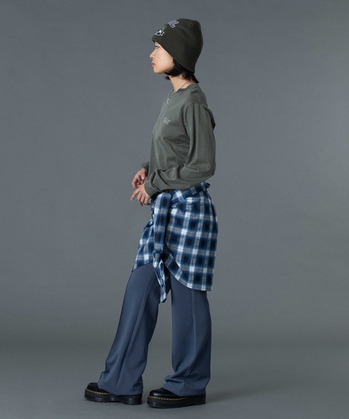 X-girl(エックスガール)の「COLLEGE LOGO JACQUARD BEANIE(ニットキャップ/ビーニー・レディース・ブラック/オリーブ/グレー・ONE SIZE)」の22枚目の写真