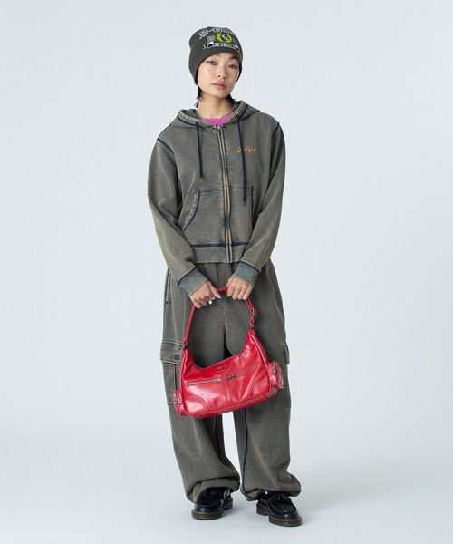 X-girl(エックスガール)の「COLLEGE LOGO JACQUARD BEANIE(ニットキャップ/ビーニー・レディース・ブラック/オリーブ/グレー・ONE SIZE)」の19枚目の写真