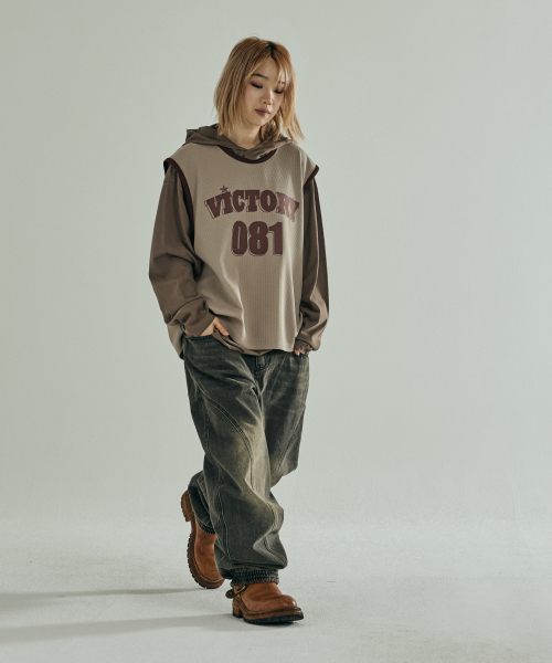 VONVAT(ヴォンバト)の「ワッフルグラフィックスリーブレス(クリーム)(Tシャツ/カットソー・レディース・Cream・1/2/3)」の5枚目の写真