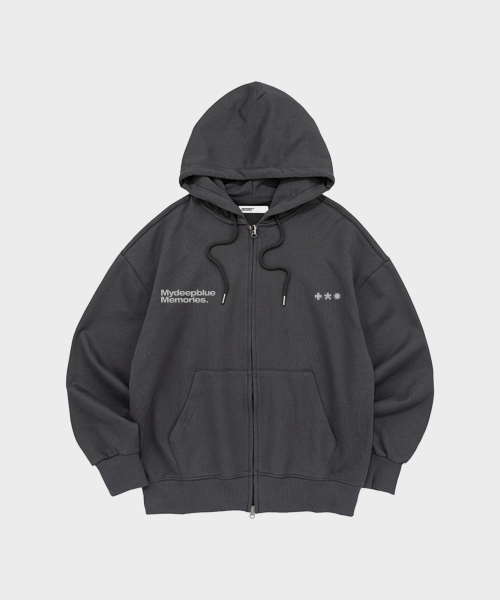 mydeepbluememories（マイディープブルーメモリーズ）の「(zp) MM SYMBOL LOGO 2WAY ZIP-UP (CHARCOAL)（パーカー・レディース・チャコール・FREE/LARGE）」の2枚目の写真