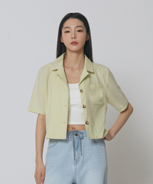 Express Holiday（エクスプレスホリデー）の「Open collar crop shirt_Lime（シャツ/ブラウス）」