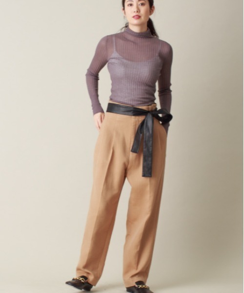 DESIGNWORKS（デザインワークス）の「フェイクレザーベルト付きパンツ（その他パンツ・レディース・ブラウン・38）」の4枚目の写真