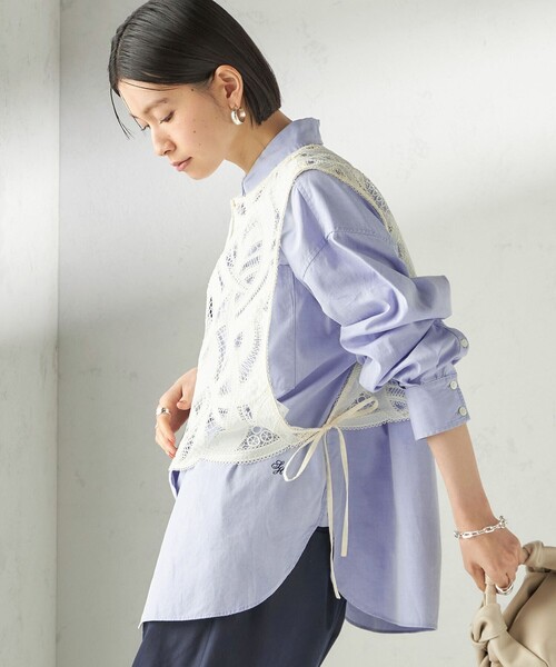 手洗い可能〉刺繍 スカラップ レース ノースリーブ プルオーバー